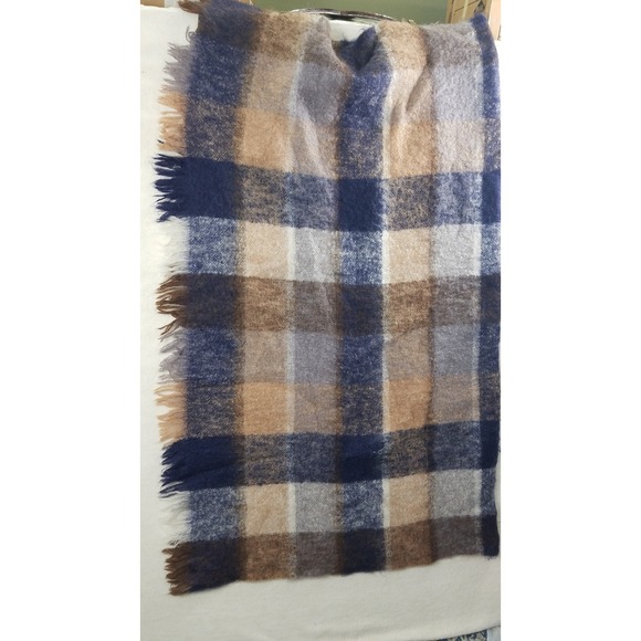 Blanket Avoca Handweavers Mohair Wool Plaid‎ Throw Fringe Made Ireland